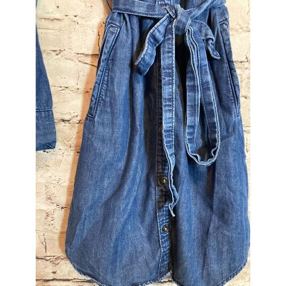 Banana Republic Shirt Dress Womens 2 Chambray Blue Full Button Front Belted - Picture 9 of 15